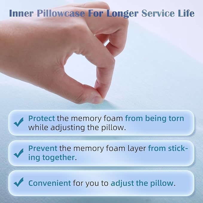 Lofe Adjustable Memory Foam Pillow - Combined Thin Pillow to Adjust Softness/Support, 10 Heights of Adjustable Pillow for Neck Pain Relief, CertiPUR-US Memory Foam Pillow for Stomach/Side/Back Sleeper