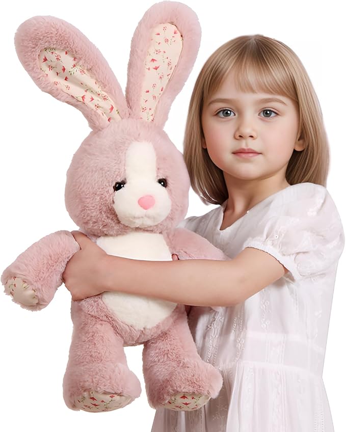 20 inch Long Ear Bunny Plush, Pink Bunny Weighted Stuffed Animals, Big Rabbit Plushies Pillow Toys, Birthday Gift for Kids and Adults.