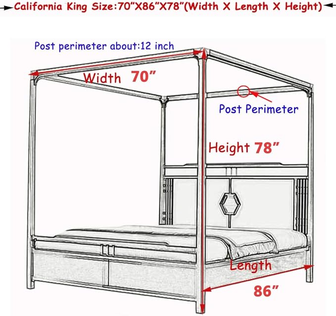 Elegant Lace Princess 4 Corner Post Mosquito Net Romantic for Girls Women Bed Curtain Canopy for Adult Wedding Bedroom Kids Rooms Decoration (Color-C, California King)