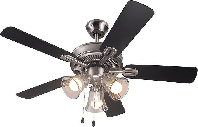 COMMERCIAL COOL 42” Contemporary Ceiling Fan with Lights, Cools up to 175 Sq. Ft., Ideal for Medium Sized Rooms, Equipped with Dual Chain, 5 Reversible Dual Finish Blades in Dark Walnut & Grey
