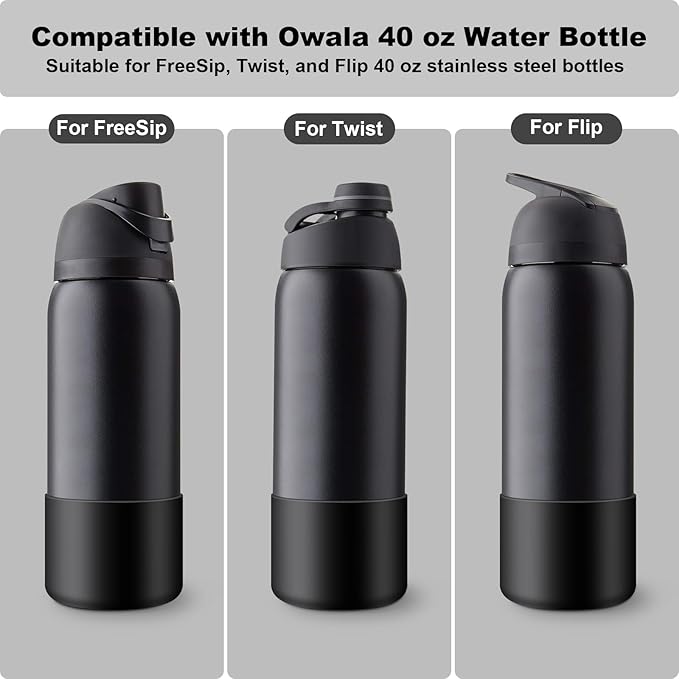 2PCS Silicone Water Bottle Boot for Owala 24oz 32oz 40oz, Anti-Slip Protective Sleeve Bottom Bumper Protector for FreeSip, Twist, and Flip Stainless Steel Water Bottles