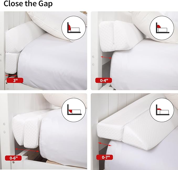 MABOZOO Pillow Wedge for Headboard Gap,Bed Gap Filler King Size,Foldable Bed Wedge Pillow for Headboard,White Bed Wedge Gap Filler,Foam Mattress Gap Filler,76"x6"x6"
