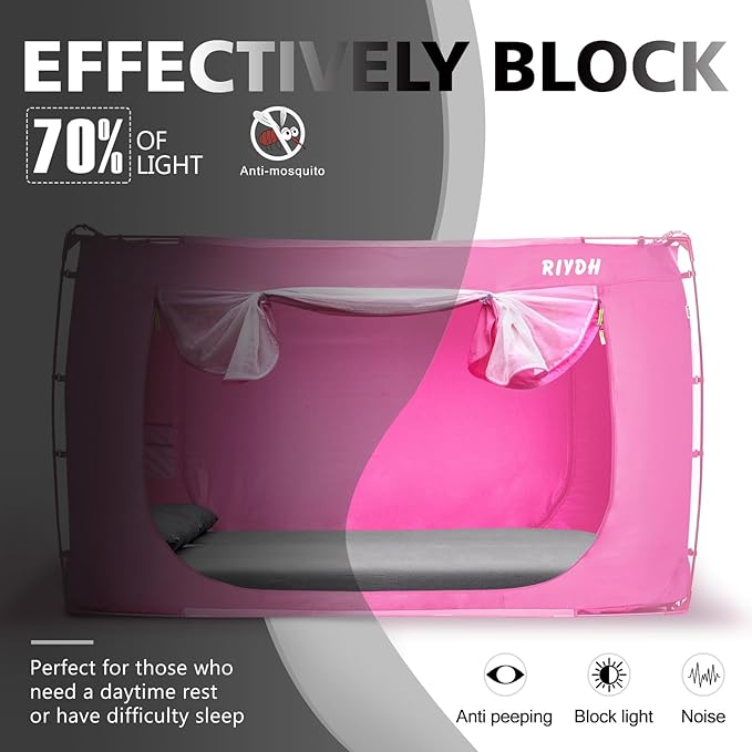 Bed Tent Bed Canopy Queen Size Tents for Adult and Kids- Portable Dream Tent Indoor Sleeping Tents 70% Blackout with 3 Doors Breathable Big Space Tents