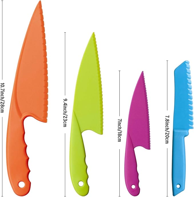 Knives for Kids 8-Piece Nylon Kitchen Baking Knife Set, Perfect Toddler's Safe Knife, Lettuce Knife and Bread, Salad Kitchen Knives
