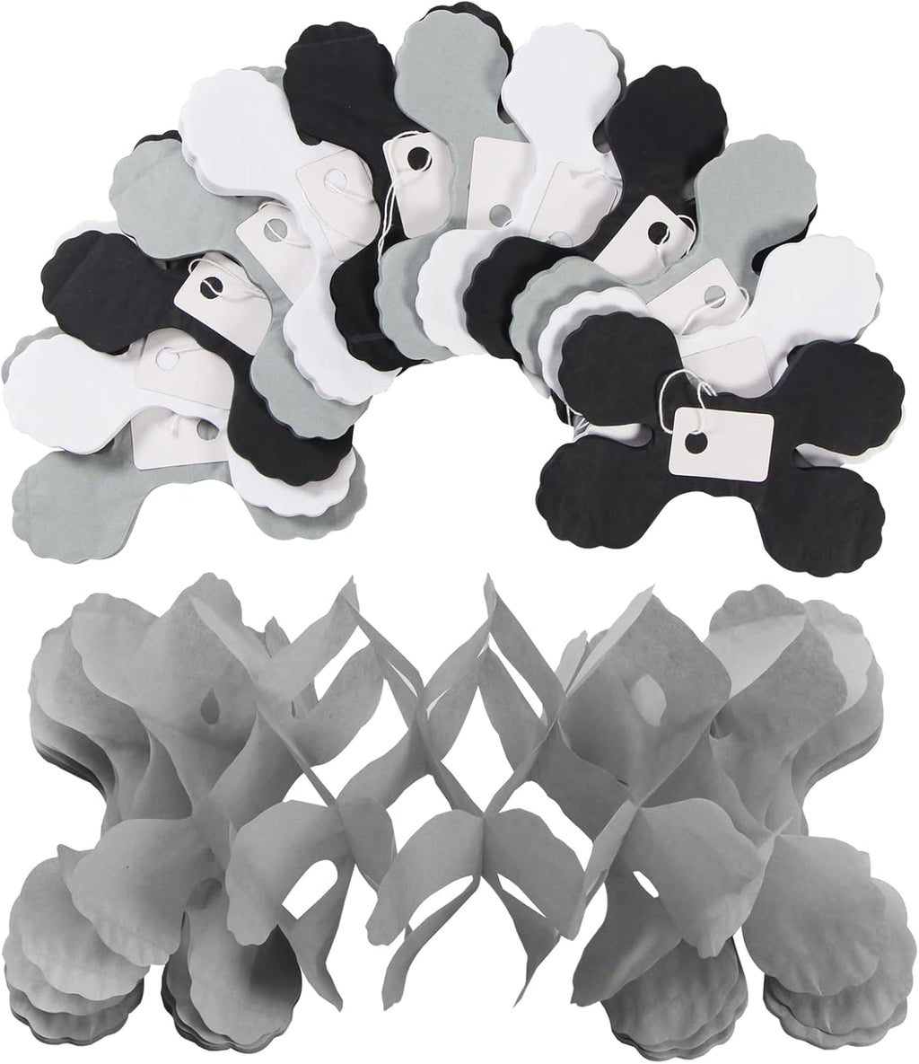 Black White-Silver Party-Decorations Streamers Garland - 157Ft Graduation Four-Leaf Clover Hanging Banner,Men Boys Birthday Engagement Wedding Baby Bridal Shower New Years Supplies Decor Hugtmr