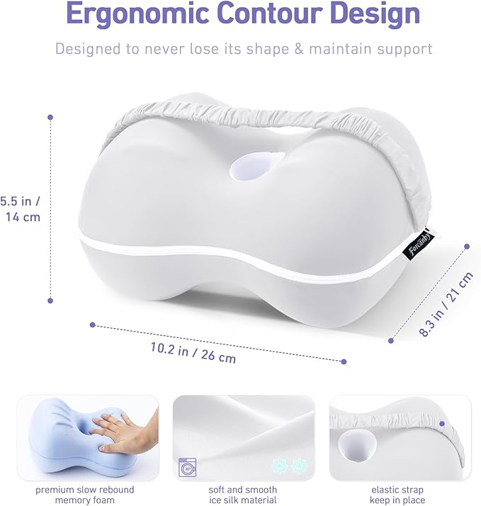 Leg & Knee Pillow for Side Sleepers - Smooth Spine Alignment Pillow - Memory Foam Knee Pillows for Back Hip Pain, Spine Aligning, Sciatica, Surgery Recovery, Pregnancy