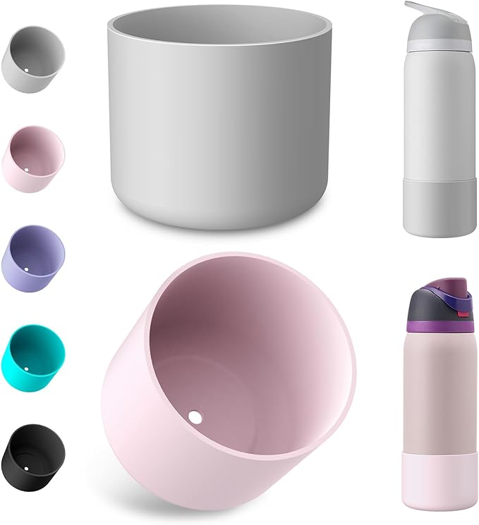 2PCS Silicone Water Bottle Boot for Owala 24oz 32oz 40oz, Protective Bottom Bumper Anti-Slip Sleeve for FreeSip, Twist, and Flip Stainless Steel Bottles, Dishwasher Safe and BPA Free