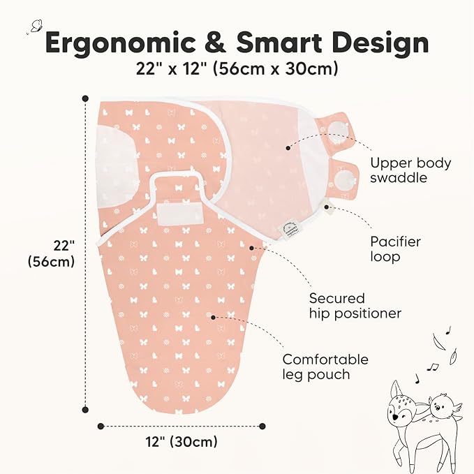 3-Pack Organic Baby Swaddle Sleep Sacks - Newborn Swaddle Sack, Ergonomic Baby Swaddles 0-3 Months, Swaddles for Newborns, Baby Sleep Sack, Baby Swaddle Blanket Wrap,Baby Essentials(Butterflies)