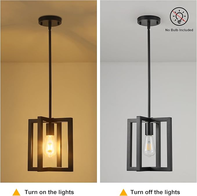 Small Modern Farmhouse Black Pendant Lights Kitchen Island, Adjustable Hanging Metal Industrial Chandelier Ceiling Light Fixture for Hallway Entryway Bedroom Dining Room