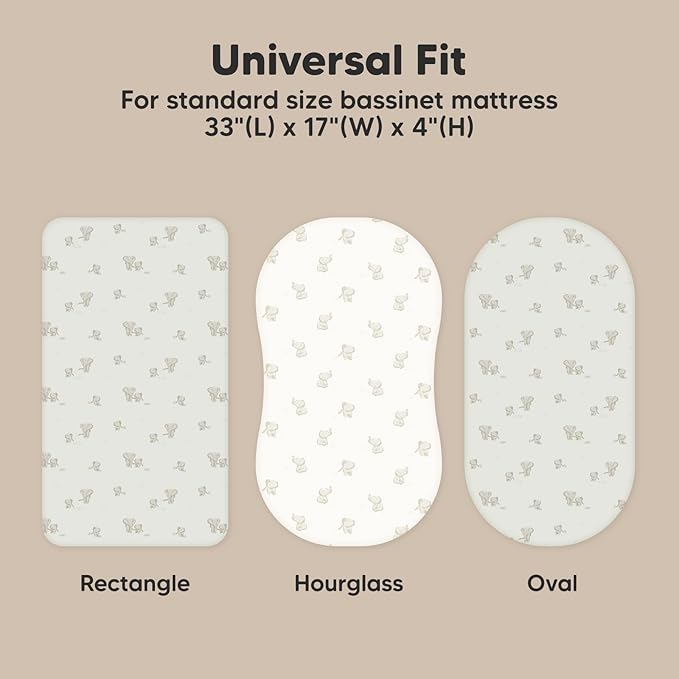 2-Pack Organic Bassinet Sheets for Girls, Boys - 100% Cotton Bassinet Mattress Sheets Compatible with Halo Bassinest Swivel Sleeper, Graco, Baby Delight, Chicco, Unisex Fitted Bassinet Sheets (Elly)