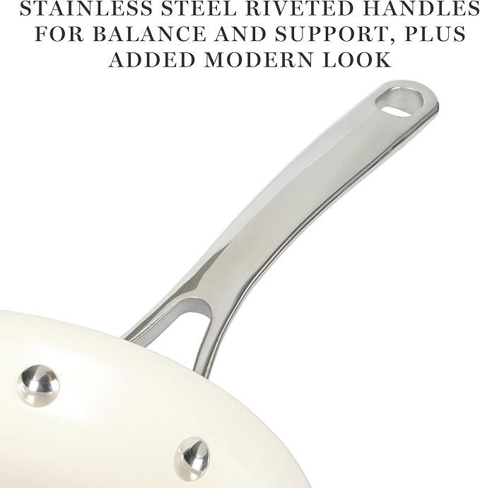 Martha Stewart Galway Premium Nonstick PFA Free Ceramic Interior 10 Piece Heavy Gauge Enamel Aluminum Pots and Pans Cookware Set W/Aluminum Lids - Teal