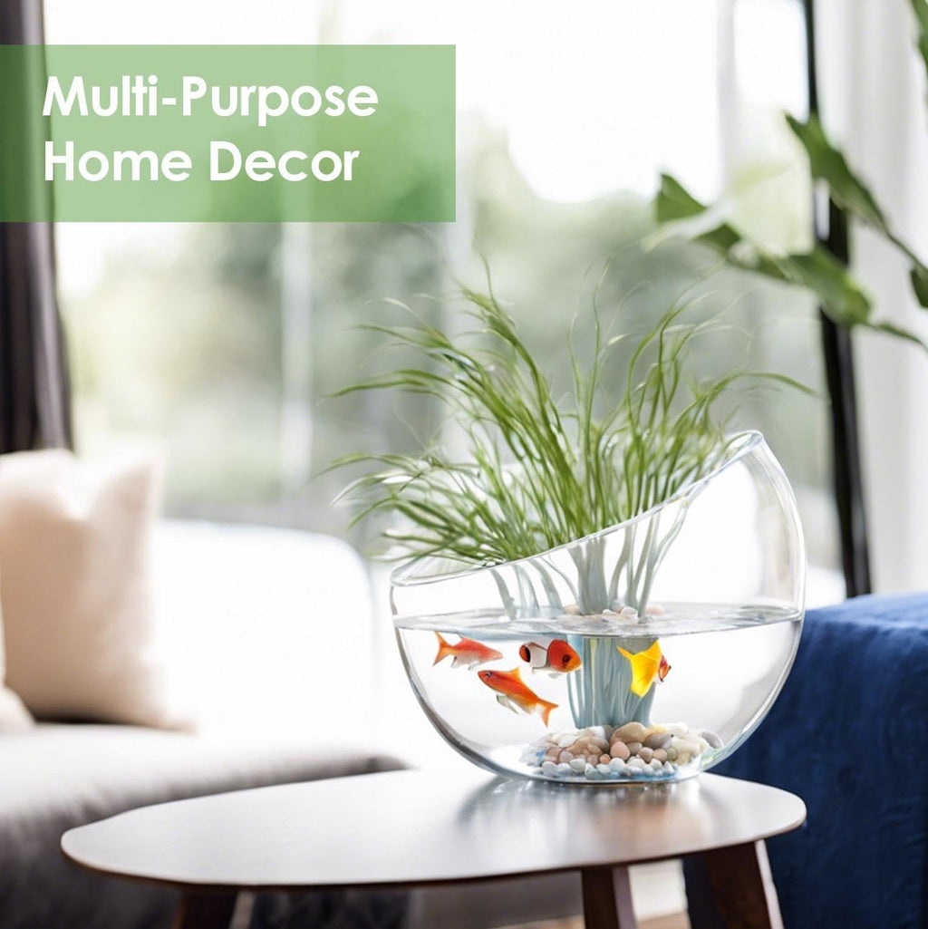 Craft And Party, Slantted Glass Cut Bubble Bowl, 8.5" Height x 10" Width Slantted Bubble vase for Terraium, Flower vase Centerpiece