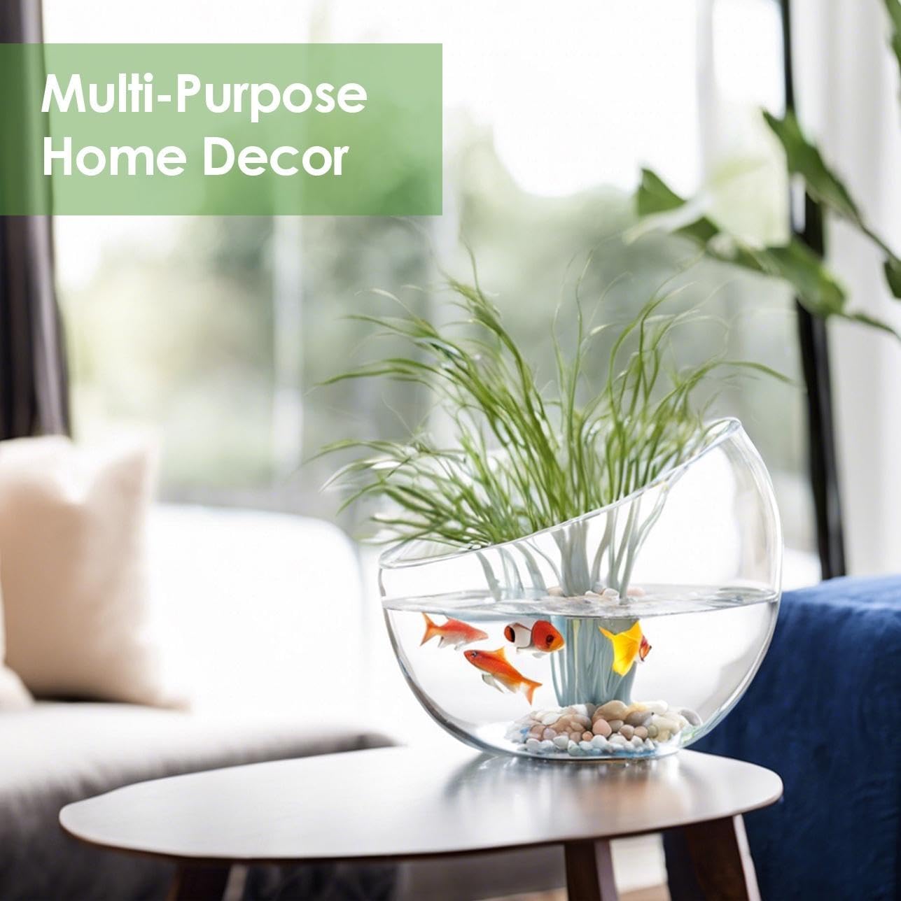 Craft And Party, Slantted Glass Cut Bubble Bowl, 8.5" Height x 10" Width Slantted Bubble vase for Terraium, Flower vase Centerpiece