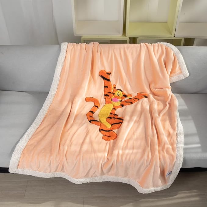 COSUSKET Kids Tiger Throw Blanket, 3D Animal Embroidery Sherpa Blanket Boys Girls Gifts