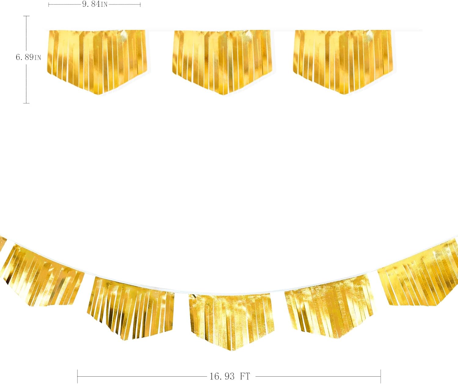 Gold Tassel Banner Double Sided Metallic Fabric Pennant Bunting Flag Garland for Graduation Birthday Anniversary Bachelorette Engagement Wedding Bridal Shower Baptism Hen Party Decorations Supplies