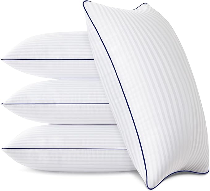 Bed Pillows for Sleeping - 4 Packs Queen Size Luxury Hotel Down-Alternative Pillow for Neck and Shoulder Pain Relief, Soft Density for Side, Back or Stomach Sleepers(20 * 30")
