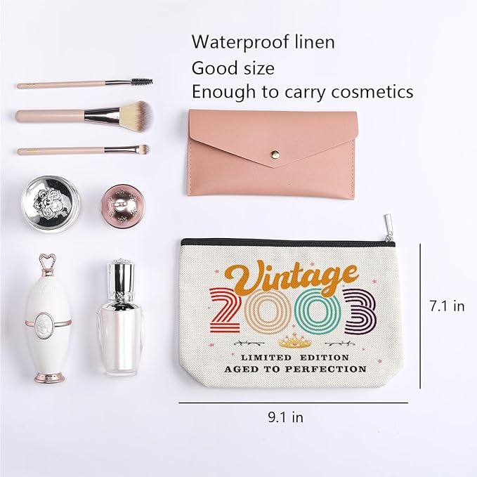 21st Birthday Gifts for Her, 2003 Vintage Makeup Bag, Best 21 Year Old Birthday Gift Ideas for Sisters, Besties, Friends, BFF, Soul Sister, Little Sister, Funny Anniversary Ideas for Her