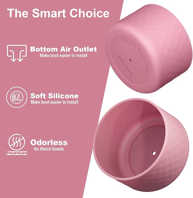 2PCS Silicone Water Bottle Boot for Owala 24oz 32oz 40oz, Anti-Slip Protective Sleeve Bottom Bumper Protector for FreeSip, Twist, and Flip Stainless Steel Water Bottles