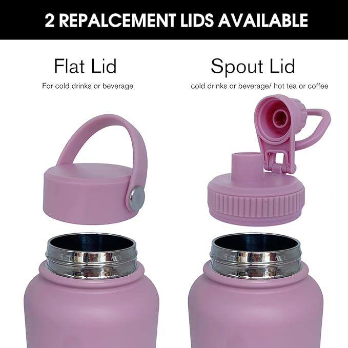 32oz Insulated Water Bottle ，Stainless Steel Sports Water Cup Flask with 2 Lids, Wide Mouth Travel Thermal Mug,Outdoor Sports Bottle（Jelly Purple）