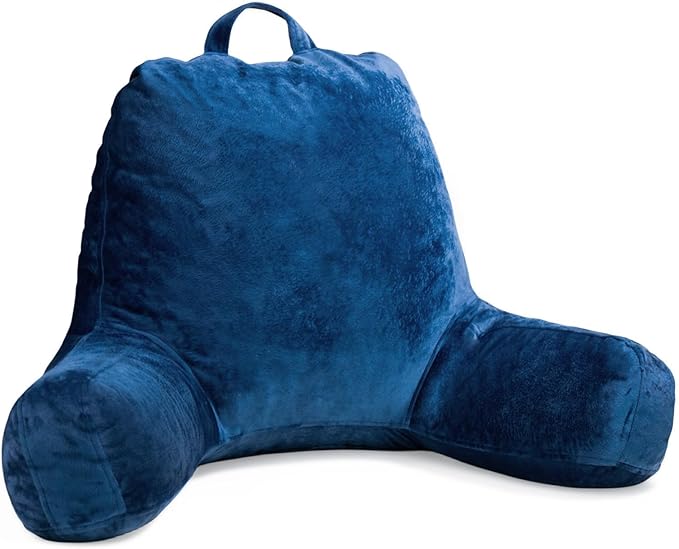 Sasttie Reading Pillow for Sitting in Bed Adult, Velvet Back Pillow for Bed Sitting Up, Backrest Back Support Chair Pillow, College Dorm Essentials for Girls and Boys, Navy