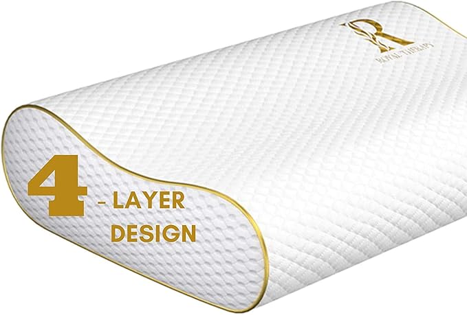 Royal Therapy 4-Layer Queen (2-Pack), Contour Pillow, Side Sleeper Pillow, Orthopedic Pillow, Neck Support Pillow, Pillow for Neck Pain, Pillow for Side Sleepers, CertiPUR-US