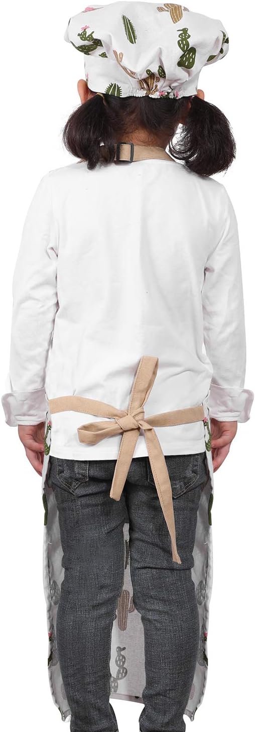 Kids Apron and Chef Hat Set-Adjustable Child Apron for Boys and Girls for Cooking Baking