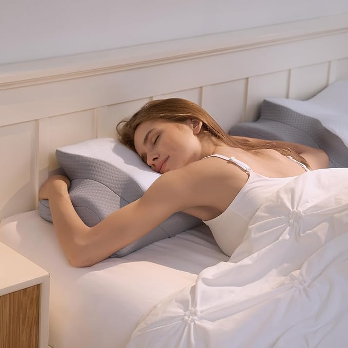 Hansleep Adjustable Cervical Pillow for Neck Pain, Ergonomic Memory Foam Neck Pillow for Sleeping with Breathable Pillowcase, Orthopedic Contour Neck Pillow for Side Back Stomach Sleeper, White