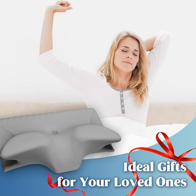 Cervical Pillow for Neck Pain Relief, Cooling Contour Memory Foam Pillows Support Odorless Ergonomic Neck Pillow Adjustable Orthopedic Bed Pillow for Side Back Stomach Sleeper with Pillowcase Grey