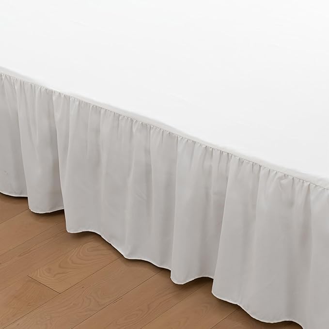 Bed Skirt Ruffled Bed Skirt with Split Corners, 18 Inch Drop Dust Ruffle Bed Skirt with Platform, Ivory,Twin Size
