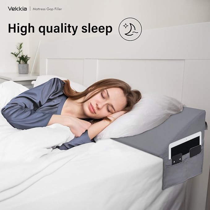 Vekkia Dual Density Bed Wedge Pillow/Mattress Gap Filler/Headboard Pillow/Pillow Wedge for Headboard Gap/Bed Gap Filler,Close Gap(0-6") Between Your Mattress and Headboard,Gray(King)
