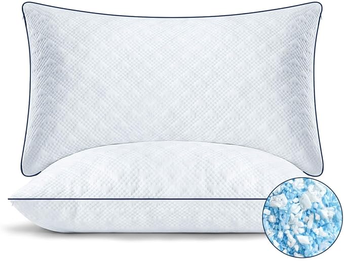 Cooling Bed Pillows Standard Size Set of 2 for Sleeping, Adjustable Shredded Memory Foam Pillows for Side Back Stomach Sleepers - Luxury Gel Pillows hotel pillows with Washable Removable Cover