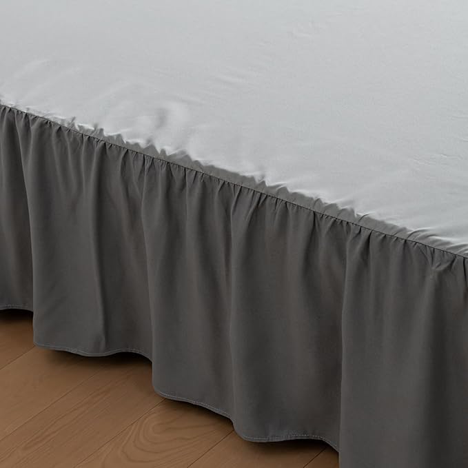 Bed Skirt Queen Size Ruffled Bed Skirt with Split Corners, 12 Inch Drop Dust Ruffle Bed Skirt with Platform, Gray