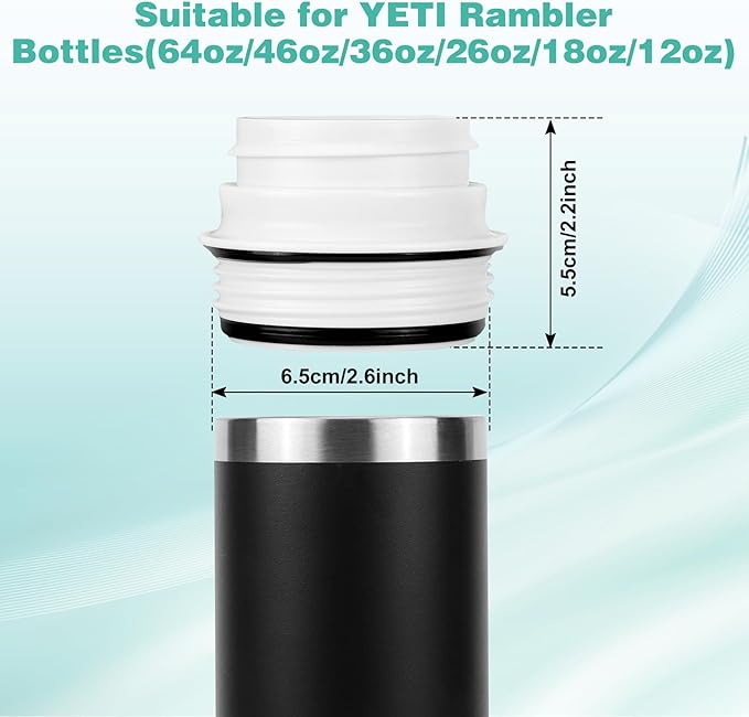 2PCS Bottle Adapter for Cirkul to YETI Rambler | BPA Free Plastic, Food Grade Silicone Fits for YETI Rambler Water Bottles(White)