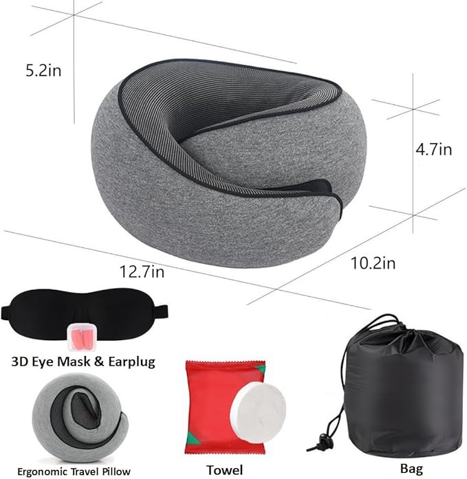 New Travel Pillow, Neck Pillow Airplane, Travel Pillows for Airplanes, Memory Foam Travel Pillow, Stowable U-Shaped Pillow