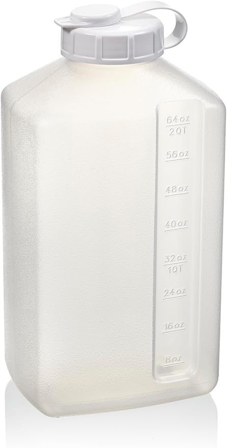 2-Quart (64 fl. oz) Water Bottle Refrigerator Shaker Bottle, Pitcher, Bottle, Engraved Measurements, Mixer Bottle, Leak Resistance, Dishwasher Safe, BPA Free, with Easy-Pour Spout