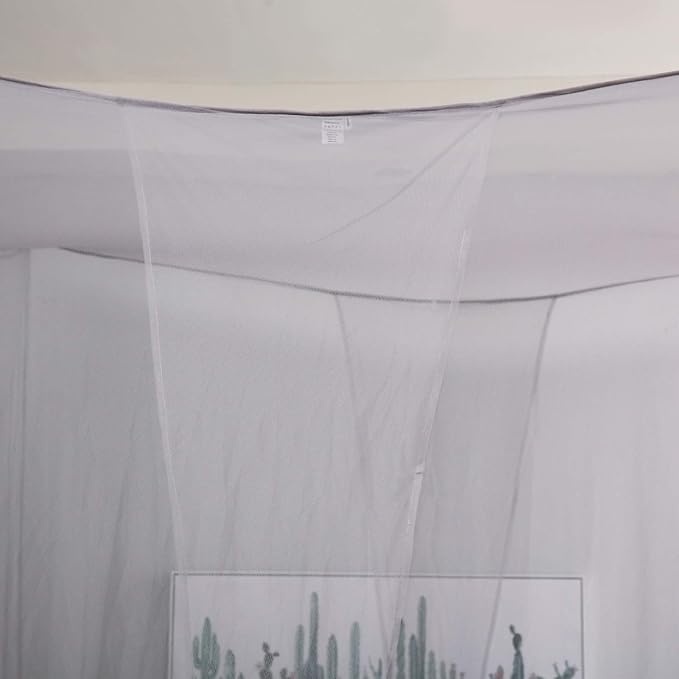 Mengersi 4 Corner Post Elegant Canopy Bed Curtains for Full Queen King Bed,Mosquito Net Suitable for Indoor Outdoor Net(Gray, L87xW79xH98 inch)