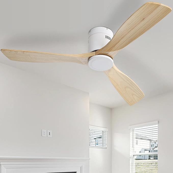 NicBex Ceiling Fan 52 Inch Ceiling Fans Without Light Ceiling Fan with 3 Blades and Remote Control Reversible DC Motor Ceiling Fan for Bedroom, Living Room, Natural White