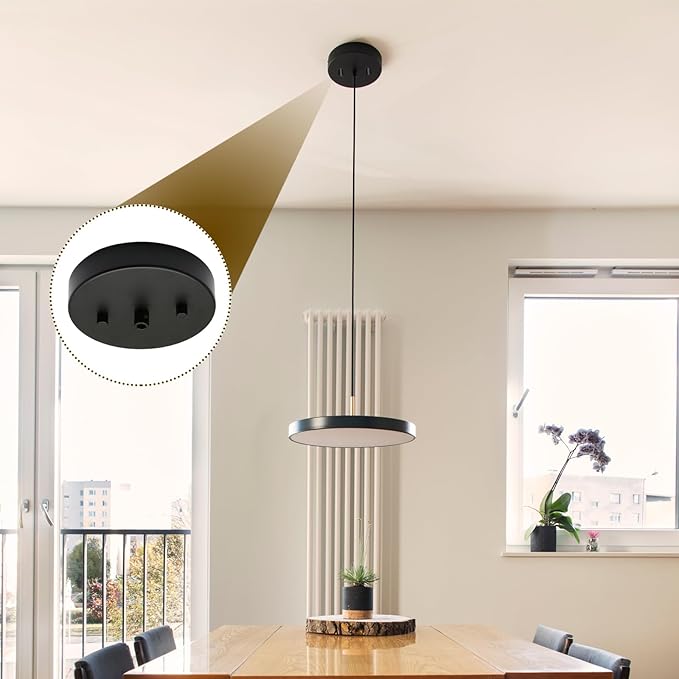 Biaungdo 5 Inch Ceiling Lighting Canopy Kit, Black Pendant Light Canopy Kit Metal Chandelier Ceiling Light Plate Cover with All Mounting Hardware for Chandelier Pendant Lighting Fixtures
