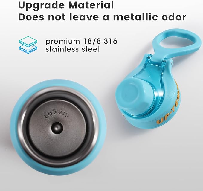 28oz Sports Water Bottle with Straw, Stainless Steel Vacuum Insulated Cooling Water Bottle, Leak Proof Metal Water Bottle, Double Insulated, Suitable for Sports, Gym and Travel (Light Blue & Yellow)