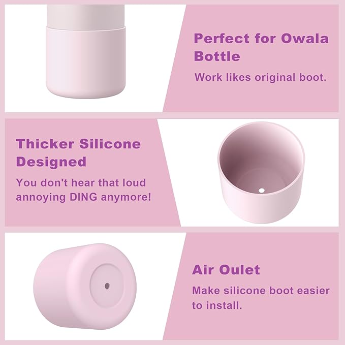 2PCS Silicone Water Bottle Boot for Owala 24oz 32oz 40oz, Protective Bottom Bumper Anti-Slip Sleeve for FreeSip, Twist, and Flip Stainless Steel Bottles, Dishwasher Safe and BPA Free