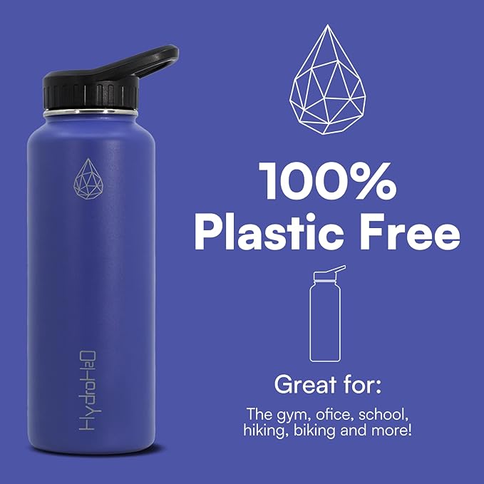 37 oz Insulated Water Bottles with Twist Cap, Stainless Steel Water Bottle, Leak Proof Metal Water Bottle, Resuable Thermos BPA Free Flask, Purple