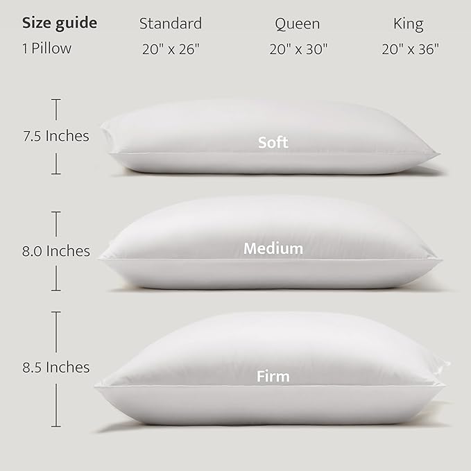 Double Stitch Luxury US White Down Pillow - Made in Canada, 400 Thread Count 100% Cotton Shell, Firm 700 Fill Power Down Bed Pillow, Soft Sleeping Pillow 3-Chamber, Queen(20" x 30")