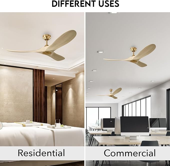 3MAVSM60BBSWWO Smart Maverick Ceiling Fan with Remote Control, Indoor or Outdoor, Compatible with Alexa & Google Voice (Burnished Brass with Washed White Oak Blades, 60-inch)