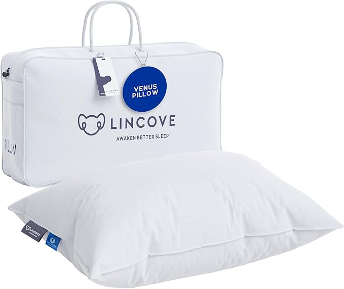 Lincove 100% European Down Venus Pillow – German Down 600 Fill Power, 400 Thread Count Shell, Made in Canada, | Luxe Collection, 22"x22"