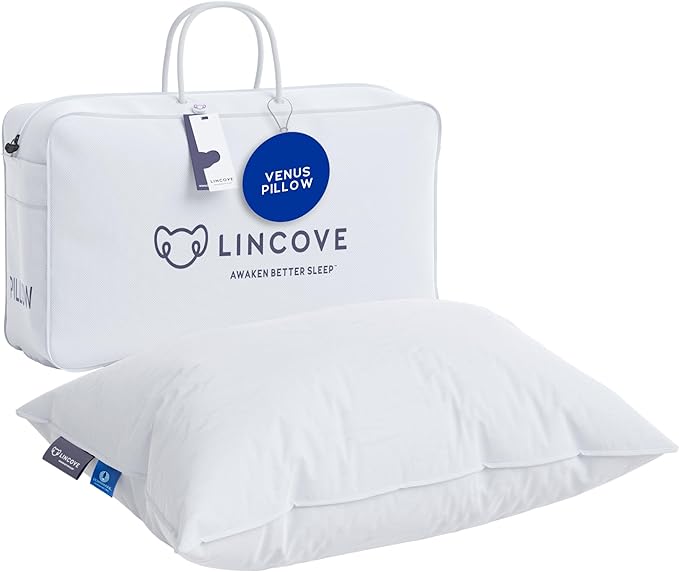 Lincove 100% European Down Venus Pillow – German Down 600 Fill Power, 400 Thread Count Shell, Made in Canada, | Luxe Collection, King - Medium