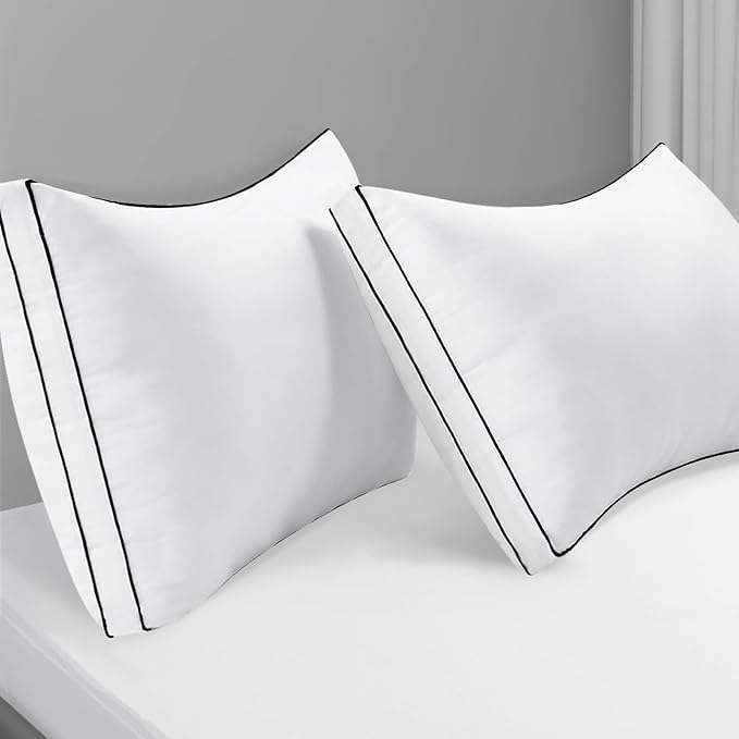 Premium Pillows Queen Size Set of 2, Fluffy and Supportive 7D Down Alternative Bed Pillows, Luxury Soft Hotel Quality Gusseted Pillow for Side Back Stomach Sleepers, Relief Neck Head and Shoulder Pain