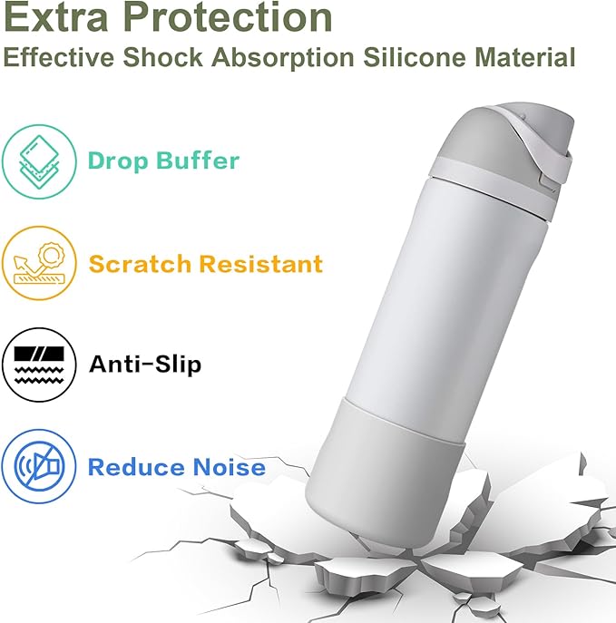 2PCS Silicone Water Bottle Boot for Owala 24oz 32oz 40oz, Protective Bottom Bumper Anti-Slip Sleeve for FreeSip, Twist, and Flip Stainless Steel Bottles, Dishwasher Safe and BPA Free