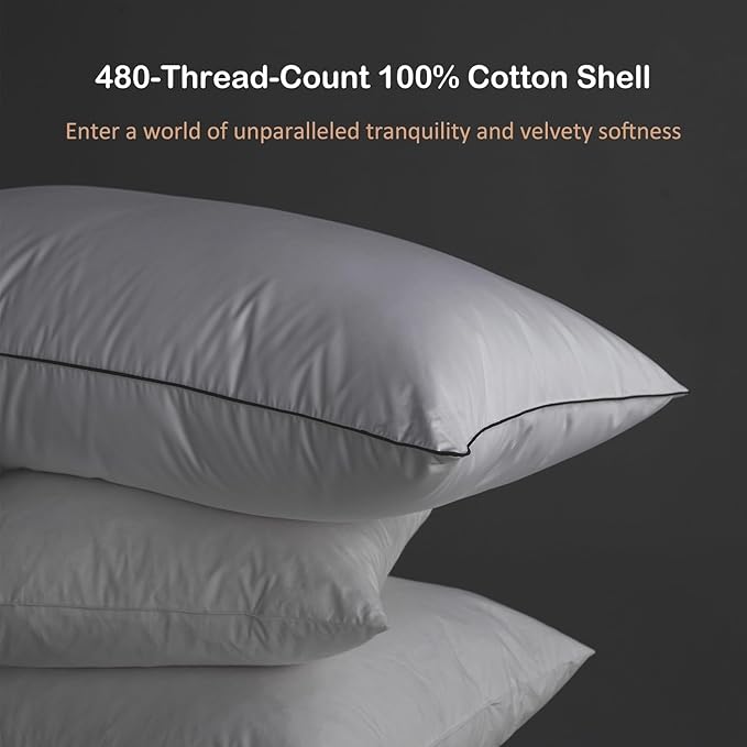 Luxury All Hungarian Goose Down Pillows King Size,Soft and Support Down Bed Pillow for Back,Side,Stomach Sleepers,480 Thread Count 100% Cotton Shell,King Size Soft Pillow 1 Pack 20"x36"