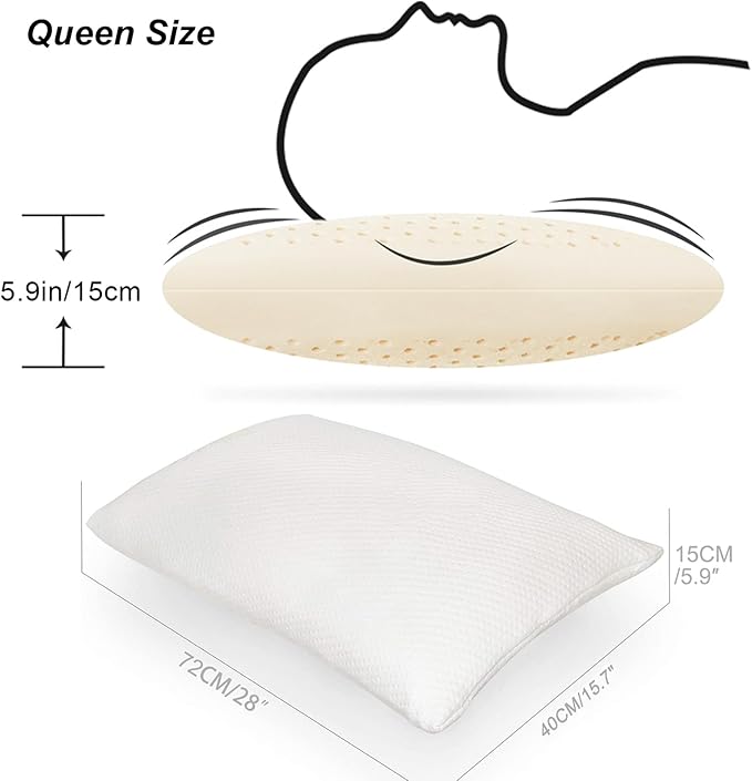 Talatex 100% Natural Premium Dunlop Latex Pillow, Medium Low Pofile Latex Firm Pillow Helps Relieve Pressure, Neck and Shoulder Pain