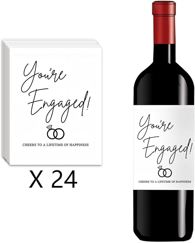 24 Pcs Engagement Wine Labels Engagement Gifts for Couples Her Engagement Party Decorations Gifts for Engaged Couple Wine Bottle Stickers, Pairs Well with Getting Engaged Wine Bottle Labels